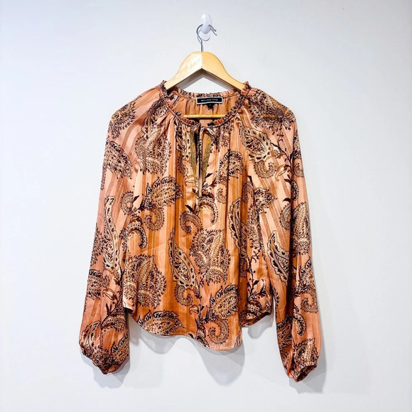 MELANIE LYNE Beige floral &  shimmering blouse - Picture 1 of 8
